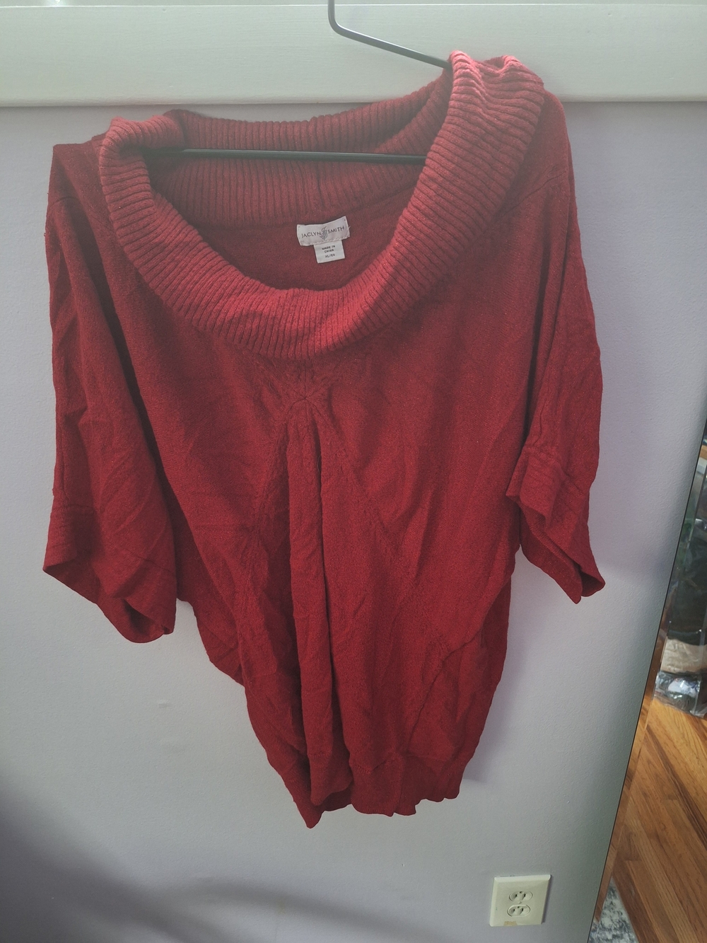 Jaclyn Smith Red Cowl Neck Short Sleeve Sweater